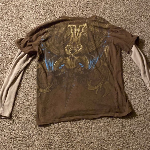 MMA ELITE Other - MMA ELITE XL thermal tan sleeves brown shirt skull goth y2k shirt